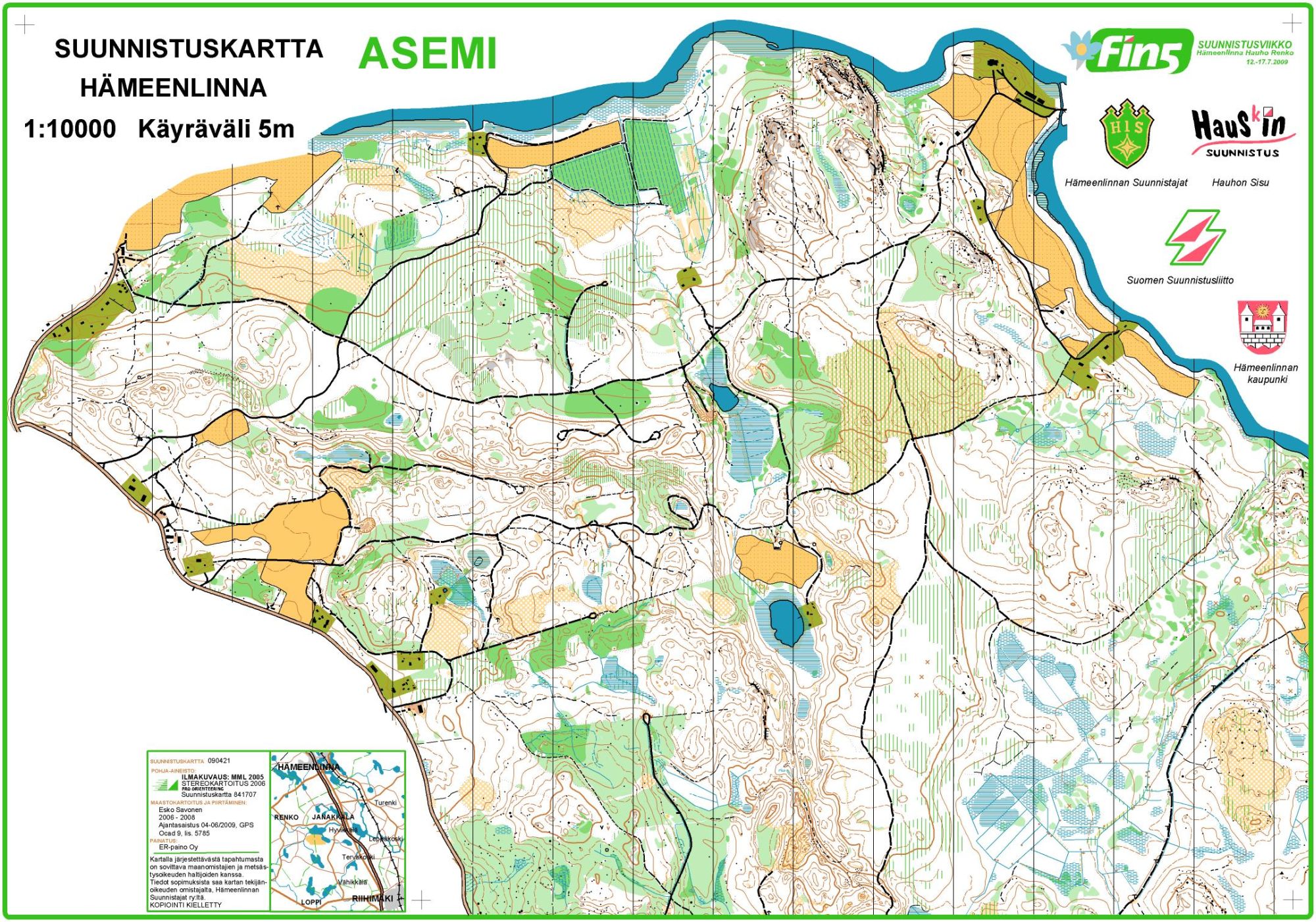 Fin5 2009 5th day, H/D21E - July 17th 2009 - Orienteering Map from  Hämeenlinnan Suunnistajat